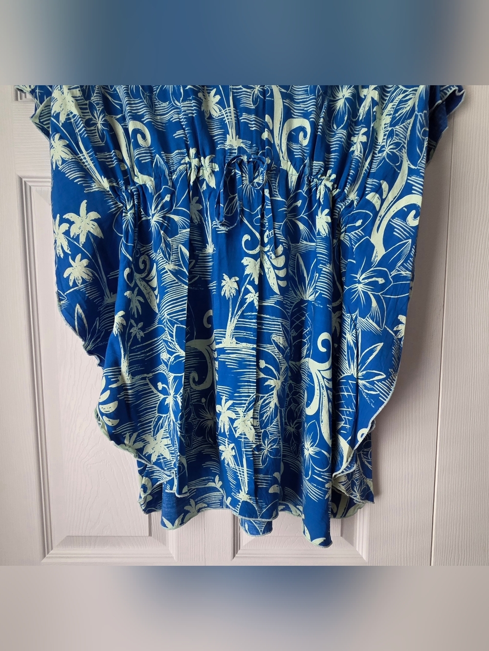 Favant Hawaii Blue Palm Tree V-Neck Swim Coverup Tunic One Size - Picture 9 of 13